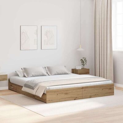 vidaXL Säilytystilallinen sängynrunko Artisan tammi 200 x 200 cm vidaXL Säilytystilallinen sängynrunko Artisan tammi 200 x 200 cm