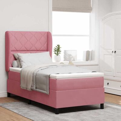 vidaXL Pohjaspring sänky päätyllä Pinkki 200 x 90 cm Sametti vidaXL Pohjaspring sänky päätyllä Pinkki 200 x 90 cm Sametti
