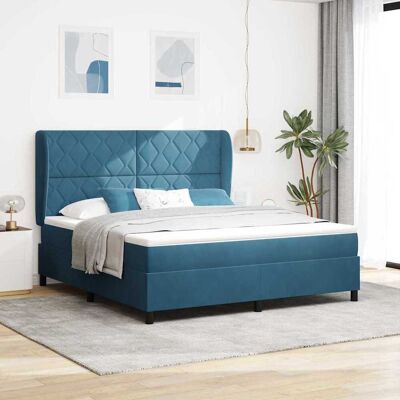 vidaXL Pohjaspring sänky päätyllä Tumma Sininen 200 x 180 cm Sametti vidaXL Pohjaspring sänky päätyllä Tumma Sininen 200 x 180 cm Sametti