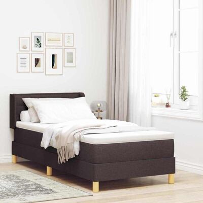 vidaXL Pohjaspring sänky patjan kanssa Tumma ruskea 200 x 90 cm kangas vidaXL Pohjaspring sänky patjan kanssa Tumma ruskea 200 x 90 cm kangas