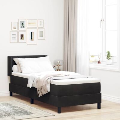 vidaXL Pohjaspring sänky päätyllä Musta 200 x 80 cm Sametti vidaXL Pohjaspring sänky päätyllä Musta 200 x 80 cm Sametti