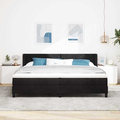 vidaXL Pohjaspring sänky päätyllä Musta 200 x 200 cm Sametti vidaXL Pohjaspring sänky päätyllä Musta 200 x 200 cm Sametti