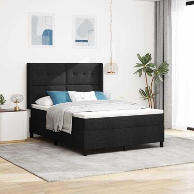 vidaXL Pohjaspring sänky tyynyllä päätyllä Musta 200 x 160 cm kangas vidaXL Pohjaspring sänky tyynyllä päätyllä Musta 200 x 160 cm kangas