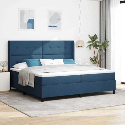 vidaXL Pohjaspring sänky tyynyllä päätyllä Sininen 200 x 200 cm kangas vidaXL Pohjaspring sänky tyynyllä päätyllä Sininen 200 x 200 cm kangas