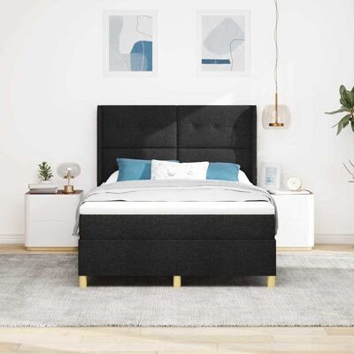 vidaXL Pohjaspring sänky päätyllä Musta 160 x 200 cm kangas vidaXL Pohjaspring sänky päätyllä Musta 160 x 200 cm kangas