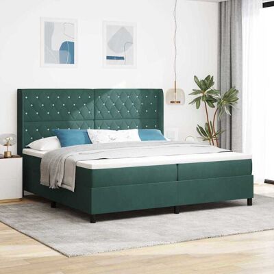 vidaXL Pohjaspring sänky päätyllä Tummanvihreä 200 x 200 cm Sametti vidaXL Pohjaspring sänky päätyllä Tummanvihreä 200 x 200 cm Sametti