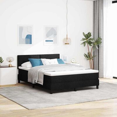 vidaXL Pohjaspring sänky LED-nauhoilla Musta 140 x 200 cm kangas vidaXL Pohjaspring sänky LED-nauhoilla Musta 140 x 200 cm kangas