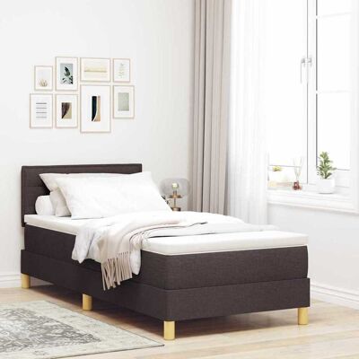 vidaXL LED Box Spring -sänky päätyllä Tumma ruskea 90 x 200 cm kangas vidaXL LED Box Spring -sänky päätyllä Tumma ruskea 90 x 200 cm kangas