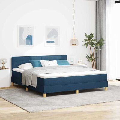 vidaXL LED Box Spring -sänky Sininen 6FT Super King Size kangas vidaXL LED Box Spring -sänky Sininen 6FT Super King Size kangas