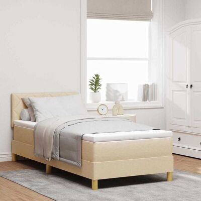 vidaXL LED Box Spring -sänky tyynyllä Kerma 100 x 200 cm kangas vidaXL LED Box Spring -sänky tyynyllä Kerma 100 x 200 cm kangas