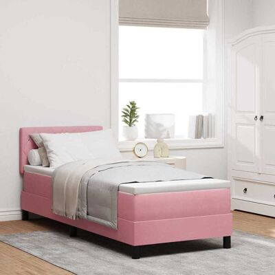 vidaXL LED Box Spring -sänky patjan kanssa Pinkki 80 x 200 cm Sametti vidaXL LED Box Spring -sänky patjan kanssa Pinkki 80 x 200 cm Sametti