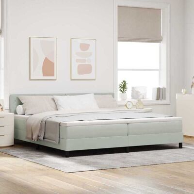 vidaXL LED Box Spring -sänky Vaaleanharmaa 200 x 200 cm Sametti vidaXL LED Box Spring -sänky Vaaleanharmaa 200 x 200 cm Sametti