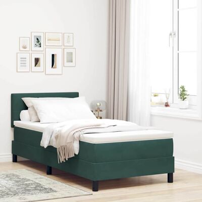 vidaXL LED Box Spring -sänky päätyllä Tummanvihreä 90 x 200 cm Sametti vidaXL LED Box Spring -sänky päätyllä Tummanvihreä 90 x 200 cm Sametti