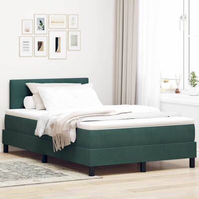vidaXL LED Box Spring -sänky Tummanvihreä 4FT Small Double Sametti vidaXL LED Box Spring -sänky Tummanvihreä 4FT Small Double Sametti