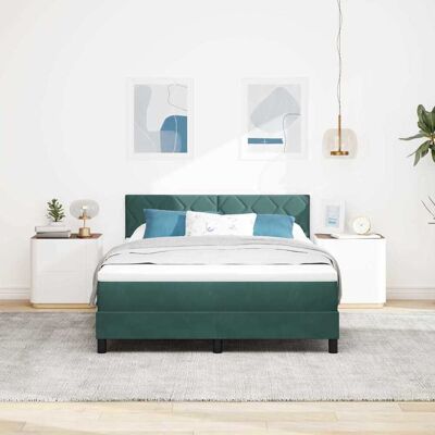 vidaXL LED Box Spring -sänky Tummanvihreä 140 x 190 cm Sametti vidaXL LED Box Spring -sänky Tummanvihreä 140 x 190 cm Sametti