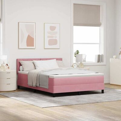 vidaXL LED Box Spring -sänky LED-nauhoilla Pinkki 160 x 200 cm Sametti vidaXL LED Box Spring -sänky LED-nauhoilla Pinkki 160 x 200 cm Sametti