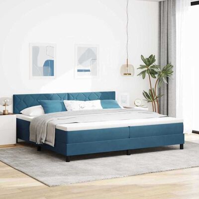 vidaXL LED Box Spring -sänky Tumma Sininen 200 x 200 cm Sametti vidaXL LED Box Spring -sänky Tumma Sininen 200 x 200 cm Sametti
