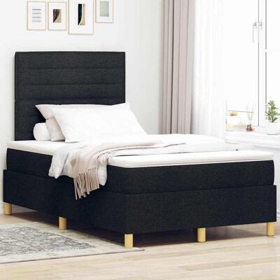 vidaXL LED Box Spring -sänky päätyllä Musta 4FT Small Double kangas vidaXL LED Box Spring -sänky päätyllä Musta 4FT Small Double kangas