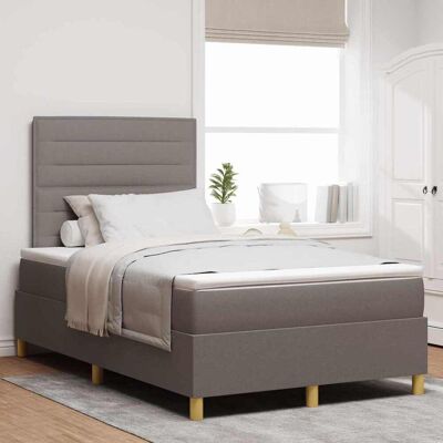 vidaXL LED Box Spring -sänky Harmaanruskea 4FT Small Double kangas vidaXL LED Box Spring -sänky Harmaanruskea 4FT Small Double kangas