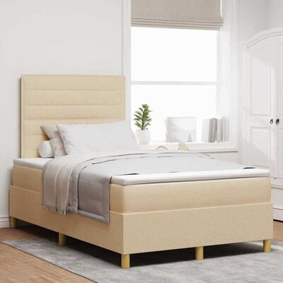 vidaXL LED Box Spring -sänky päätyllä Kerma 4FT Small Double kangas vidaXL LED Box Spring -sänky päätyllä Kerma 4FT Small Double kangas