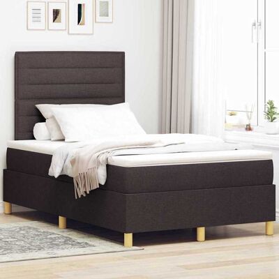 vidaXL LED Box Spring -sänky päätyllä Tumma ruskea 120 x 200 cm kangas vidaXL LED Box Spring -sänky päätyllä Tumma ruskea 120 x 200 cm kangas