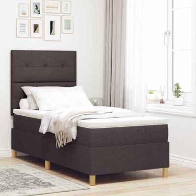 vidaXL LED Box Spring -sänky päätyllä Tumma ruskea 3FT Single kangas vidaXL LED Box Spring -sänky päätyllä Tumma ruskea 3FT Single kangas