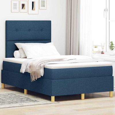 vidaXL LED Box Spring -sänky päätyllä Sininen 4FT Small Double kangas vidaXL LED Box Spring -sänky päätyllä Sininen 4FT Small Double kangas