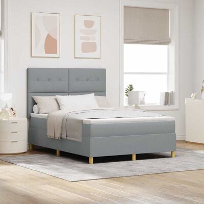 vidaXL LED Box Spring -sänky Vaaleanharmaa 160 x 200 cm kangas vidaXL LED Box Spring -sänky Vaaleanharmaa 160 x 200 cm kangas