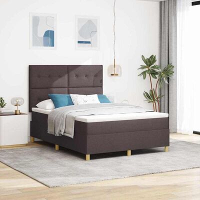 vidaXL LED Box Spring -sänky päätyllä Tumma ruskea 160 x 200 cm kangas vidaXL LED Box Spring -sänky päätyllä Tumma ruskea 160 x 200 cm kangas