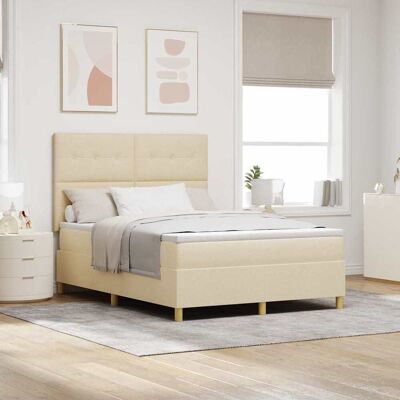 vidaXL LED Box Spring -sänky päätyllä Kerma 160 x 200 cm kangas vidaXL LED Box Spring -sänky päätyllä Kerma 160 x 200 cm kangas