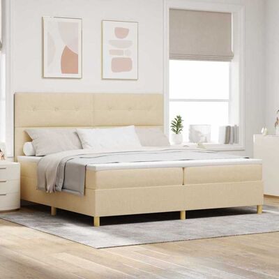 vidaXL LED Box Spring -sänky päätyllä Kerma 200 x 200 cm kangas vidaXL LED Box Spring -sänky päätyllä Kerma 200 x 200 cm kangas