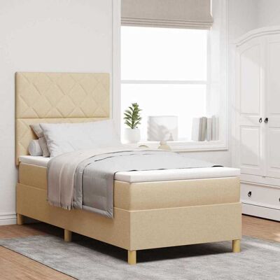 vidaXL LED Box Spring -sänky päätyllä Kerma 100 x 200 cm kangas vidaXL LED Box Spring -sänky päätyllä Kerma 100 x 200 cm kangas