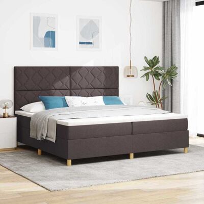 vidaXL LED Box Spring -sänky päätyllä Tumma ruskea 200 x 200 cm kangas vidaXL LED Box Spring -sänky päätyllä Tumma ruskea 200 x 200 cm kangas