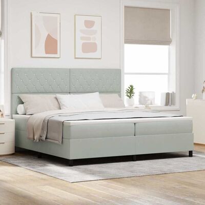 vidaXL LED Box Spring -sänky Vaaleanharmaa 200 x 200 cm Sametti vidaXL LED Box Spring -sänky Vaaleanharmaa 200 x 200 cm Sametti