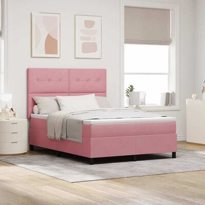 vidaXL LED Box Spring -sänky päätyllä Pinkki 160 x 200 cm Sametti vidaXL LED Box Spring -sänky päätyllä Pinkki 160 x 200 cm Sametti
