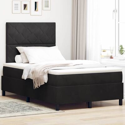 vidaXL LED Box Spring -sänky päätyllä Musta 120 x 200 cm Sametti vidaXL LED Box Spring -sänky päätyllä Musta 120 x 200 cm Sametti