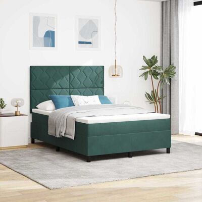 vidaXL LED Box Spring -sänky Tummanvihreä 140 x 200 cm Sametti vidaXL LED Box Spring -sänky Tummanvihreä 140 x 200 cm Sametti