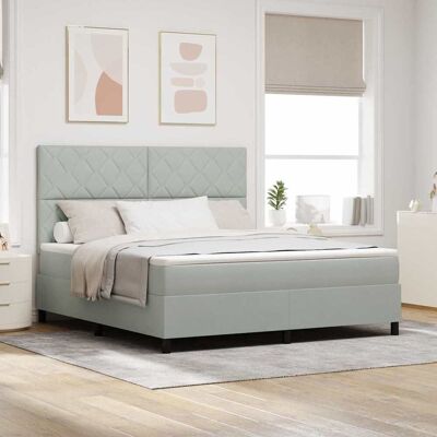 vidaXL LED Box Spring -sänky Vaaleanharmaa 6FT Super King Size Sametti vidaXL LED Box Spring -sänky Vaaleanharmaa 6FT Super King Size Sametti