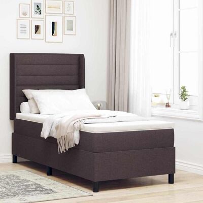 vidaXL LED Box Spring -sänky päätyllä Tumma ruskea 3FT Single kangas vidaXL LED Box Spring -sänky päätyllä Tumma ruskea 3FT Single kangas