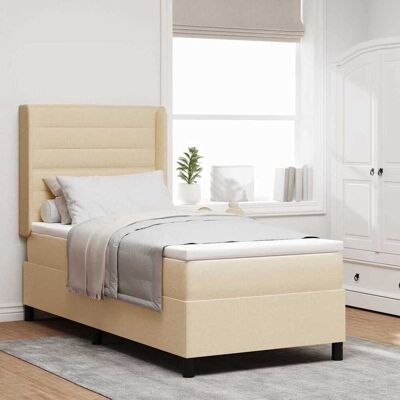 vidaXL LED Box Spring -sänky patjan kanssa Kerma 100 x 200 cm kangas vidaXL LED Box Spring -sänky patjan kanssa Kerma 100 x 200 cm kangas