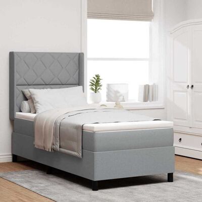 vidaXL LED Box Spring -sänky Vaaleanharmaa 100 x 200 cm kangas vidaXL LED Box Spring -sänky Vaaleanharmaa 100 x 200 cm kangas