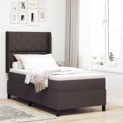 vidaXL LED Box Spring -sänky päätyllä Tumma ruskea 100 x 200 cm kangas vidaXL LED Box Spring -sänky päätyllä Tumma ruskea 100 x 200 cm kangas