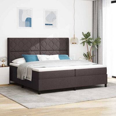 vidaXL LED Box Spring -sänky päätyllä Tumma ruskea 200 x 200 cm kangas vidaXL LED Box Spring -sänky päätyllä Tumma ruskea 200 x 200 cm kangas
