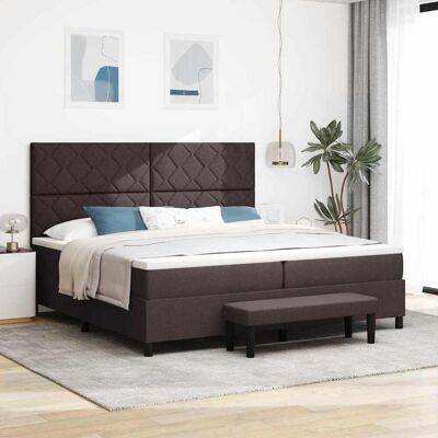 vidaXL Pohjaspring sänky päätyllä Tumma ruskea 200 x 200 cm kangas vidaXL Pohjaspring sänky päätyllä Tumma ruskea 200 x 200 cm kangas