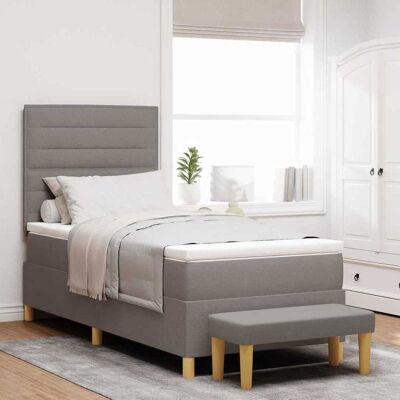 vidaXL Pohjaspring sänky päätyllä Harmaanruskea 200 x 90 cm kangas vidaXL Pohjaspring sänky päätyllä Harmaanruskea 200 x 90 cm kangas