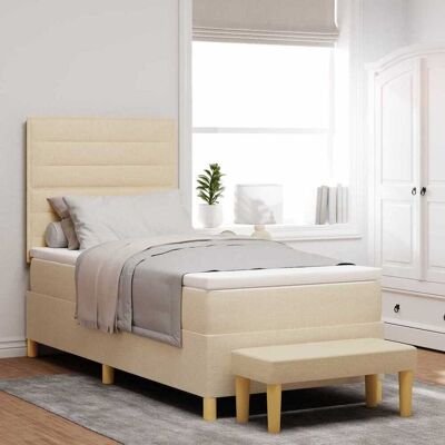 vidaXL Pohjaspring sänky päätyllä Kerma 200 x 90 cm kangas vidaXL Pohjaspring sänky päätyllä Kerma 200 x 90 cm kangas