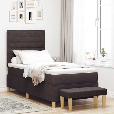 vidaXL Pohjaspring sänky päätyllä Tumma ruskea 200 x 90 cm kangas vidaXL Pohjaspring sänky päätyllä Tumma ruskea 200 x 90 cm kangas