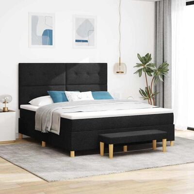 vidaXL Pohjaspring sänky päätyllä Musta 200 x 180 cm kangas vidaXL Pohjaspring sänky päätyllä Musta 200 x 180 cm kangas