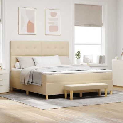 vidaXL Pohjaspring sänky päätyllä Kerma 200 x 180 cm kangas vidaXL Pohjaspring sänky päätyllä Kerma 200 x 180 cm kangas
