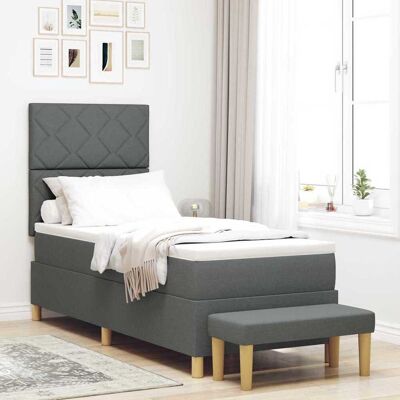 vidaXL Pohjaspring sänky päätyllä Tummanharmaa 200 x 80 cm kangas vidaXL Pohjaspring sänky päätyllä Tummanharmaa 200 x 80 cm kangas